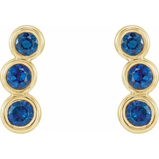 14K Gold Natural Blue Sapphire Earrings