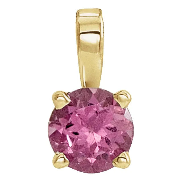 14K Gold Natural Pink Tourmaline Pendant