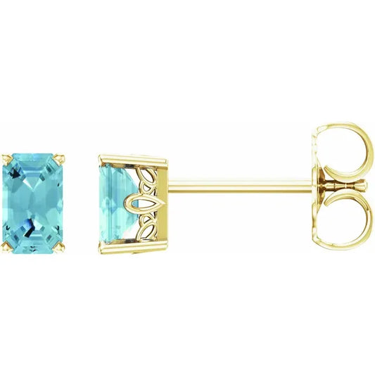 14K Gold Natural Aquamarine Earrings