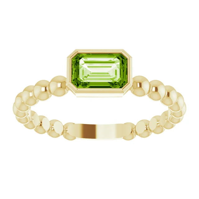 14K Gold Natural Peridot Family Stackable Ring