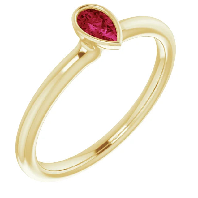 14K Gold Natural Ruby Stackable Ring