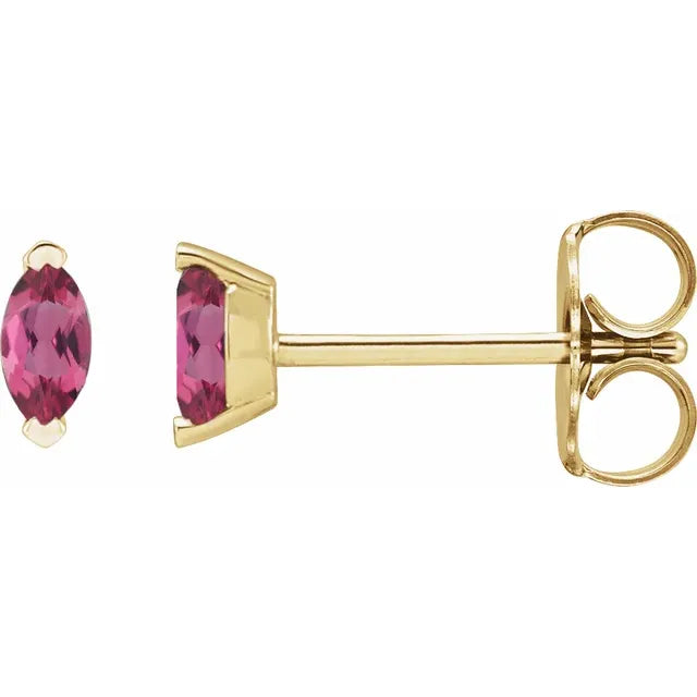 14K Gold Natural Pink Tourmaline Earrings