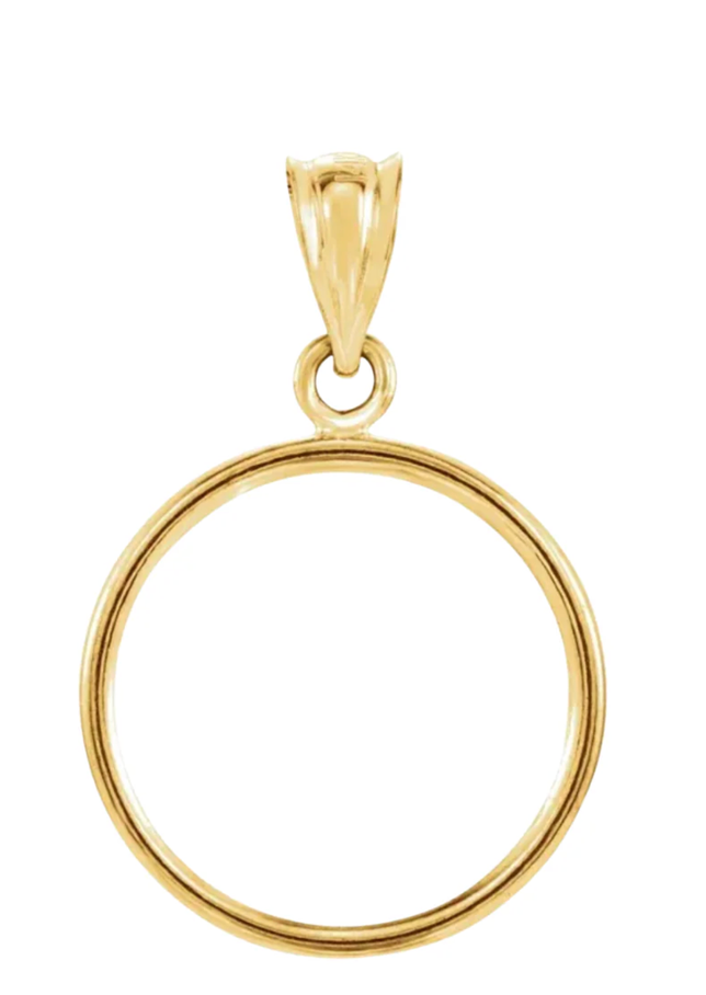 1/10OZ 24K Canadian Gold Maple Leaf Coin with 14K Frame and 1mm 16" Bead Chain