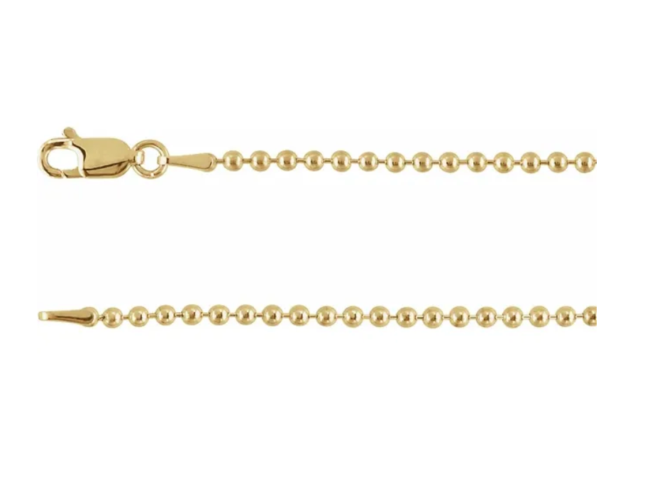 14KYGF Yellow Gold Filled 2mm 24 inch Hollow Bead Chain DEAL