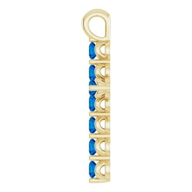 14K Gold Natural Blue Sapphire Cross Necklace