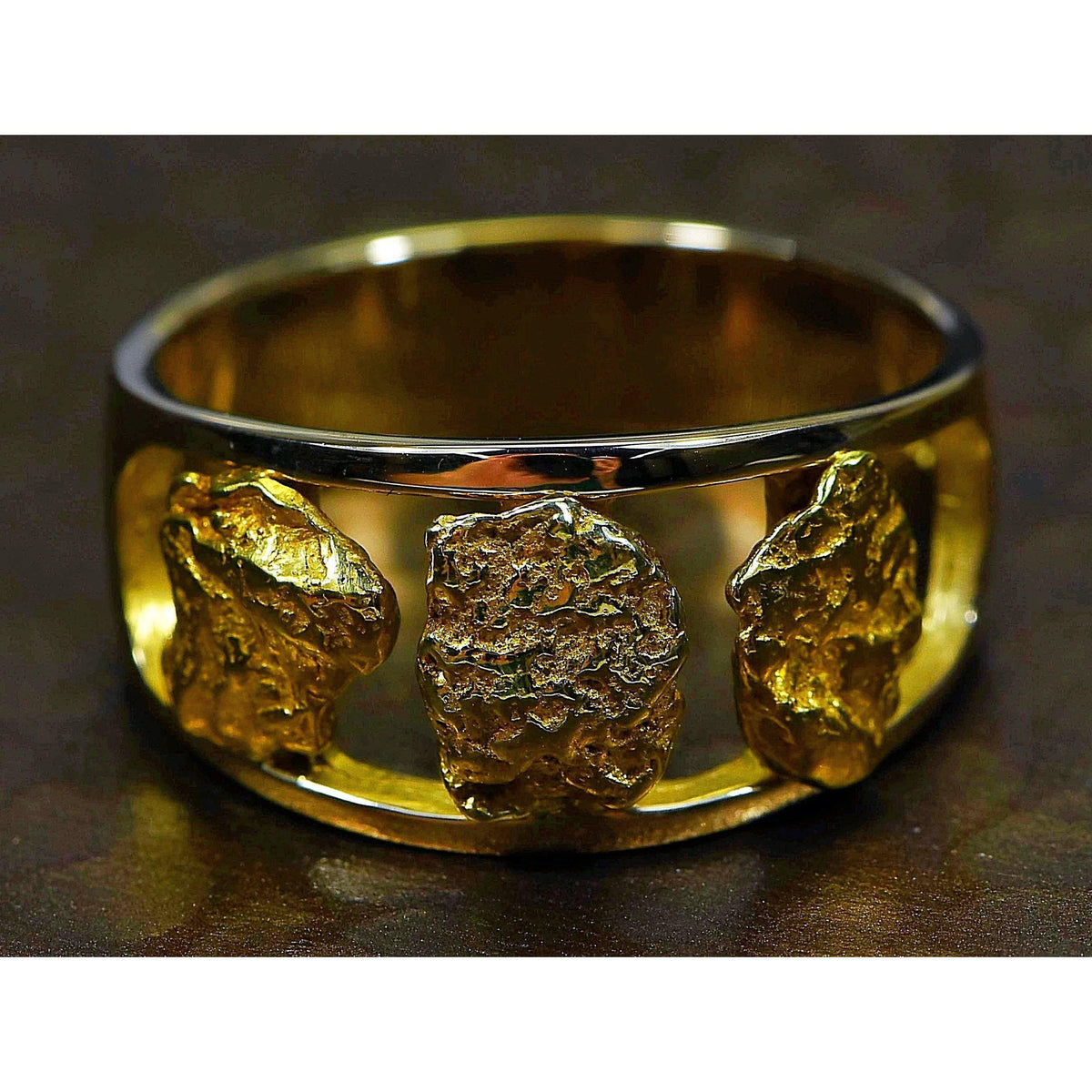 Gold Nugget Men's Ring - RM1087N/12MM-Destination Gold Detectors