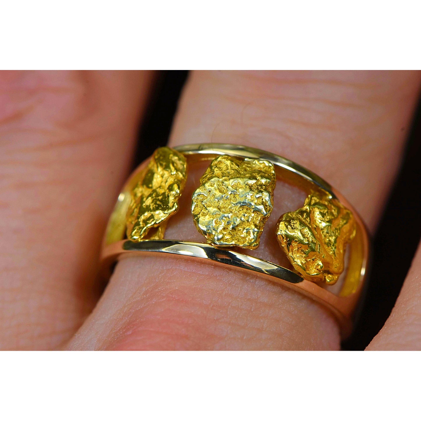 Gold Nugget Men's Ring - RM1087N/12MM-Destination Gold Detectors