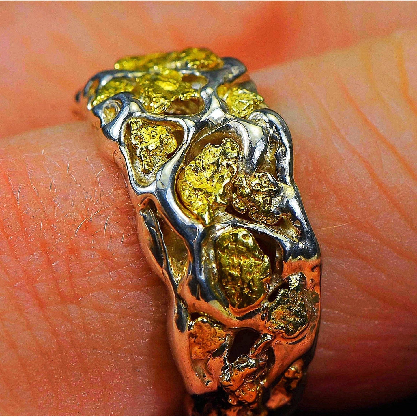 Gold Nugget Men's Ring - RM184SS-Destination Gold Detectors