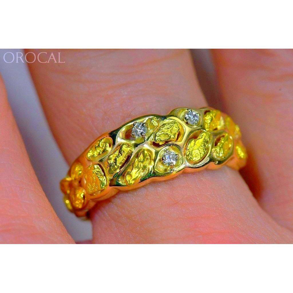 Gold Nugget Men's Ring with Diamonds - RM210D9-Destination Gold Detectors