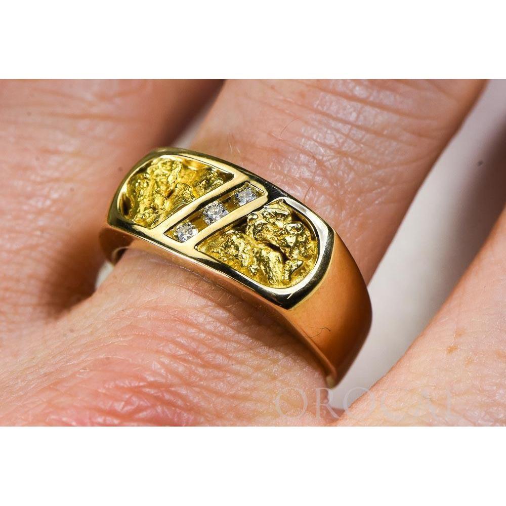 Gold Nugget Men's Ring with Diamonds - RM816D10.5-Destination Gold Detectors