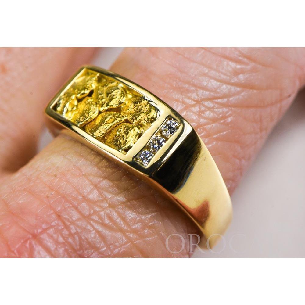 Gold Nugget Men's Ring with Diamonds - RM817D12N-Destination Gold Detectors