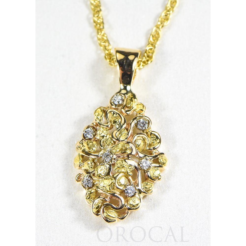 Gold Nugget Pendant with Diamond - PN239D14X-Destination Gold Detectors