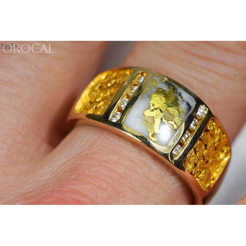 Gold Nugget/Quartz Men's Ring with Diamonds - RM732LDNQ-Destination Gold Detectors