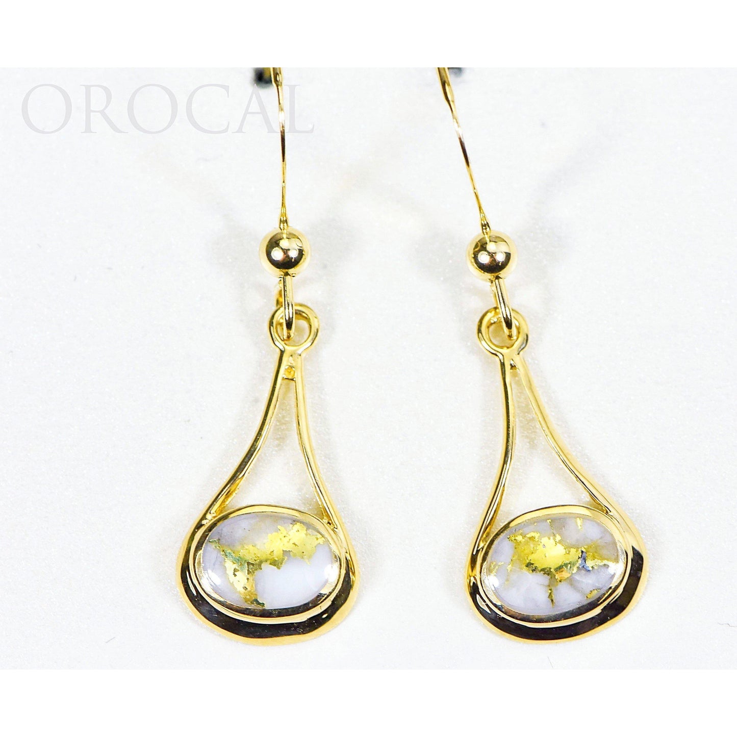 Gold Quartz Earrings Dangling - EN871Q/WD-Destination Gold Detectors