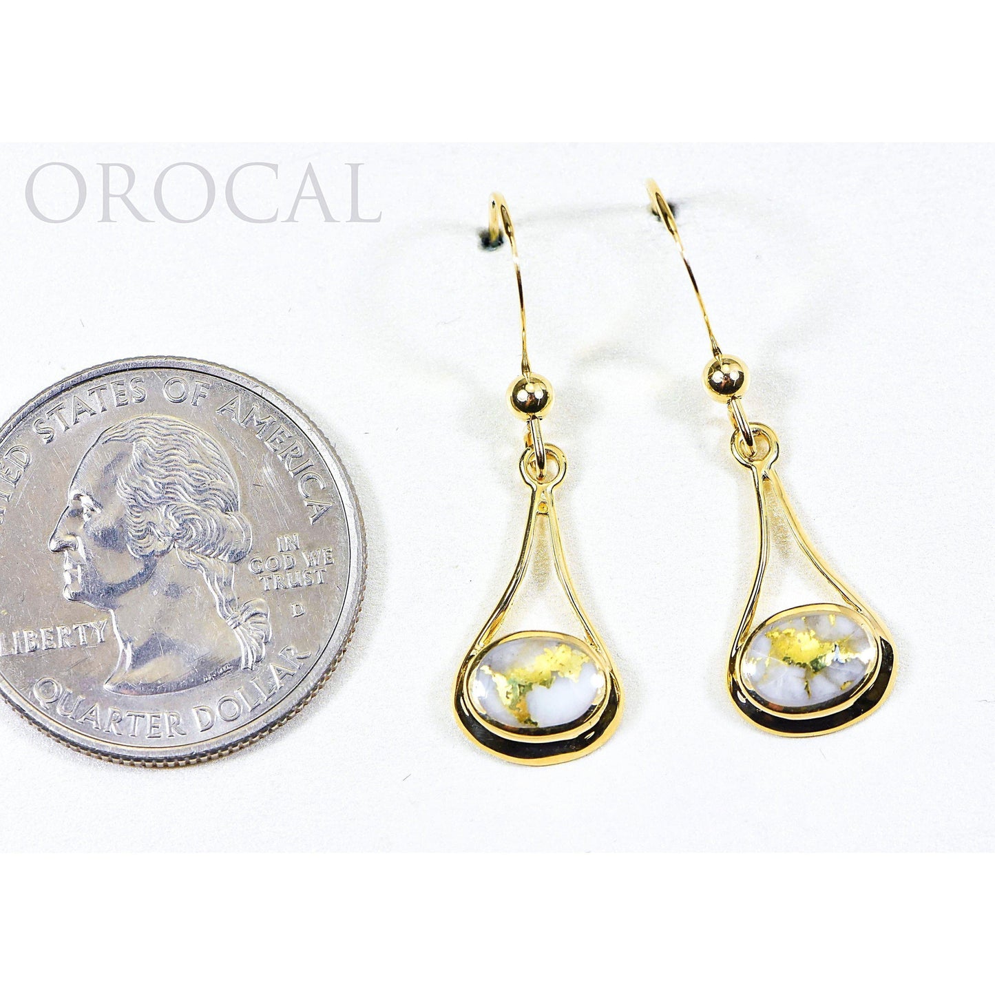 Gold Quartz Earrings Dangling - EN871Q/WD-Destination Gold Detectors