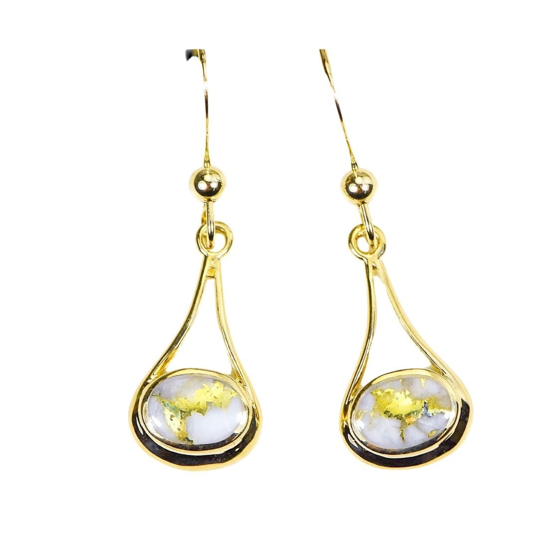 Gold Quartz Earrings Dangling - EN871Q/WD-Destination Gold Detectors
