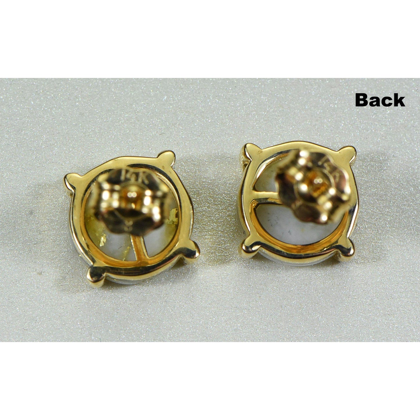 Gold Quartz Earrings Post Backs - E8MMQ-Destination Gold Detectors