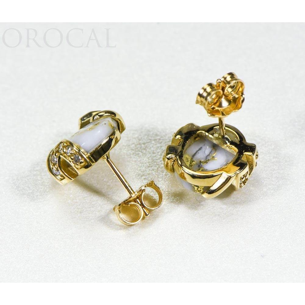 Gold Quartz Earrings Post Backs - EN1133DQ-Destination Gold Detectors