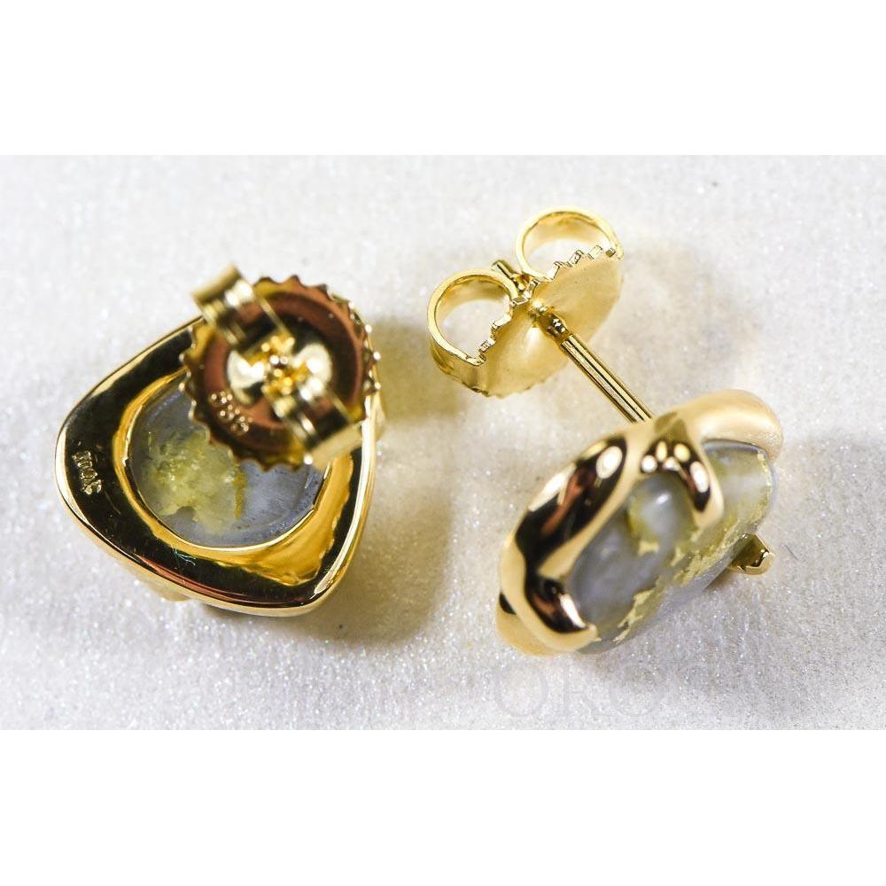 Gold Quartz Earrings Post Backs - ESC115XSQ-Destination Gold Detectors