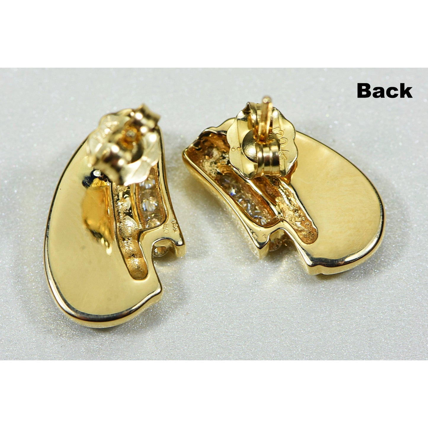 Gold Quartz Earrings Post Backs with Diamonds - EDL47D16Q-Destination Gold Detectors