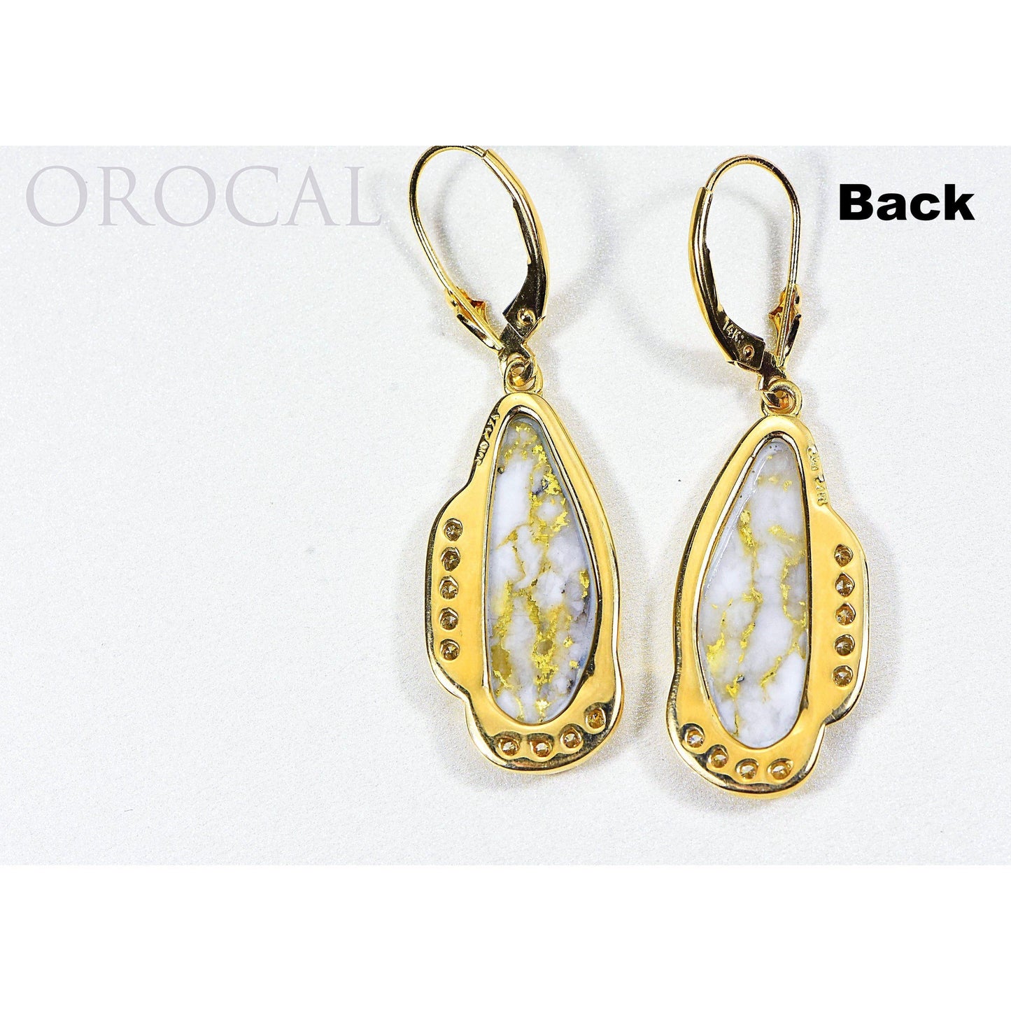Gold Quartz Earrings with Diamonds - EN1106SDQ/LB-Destination Gold Detectors