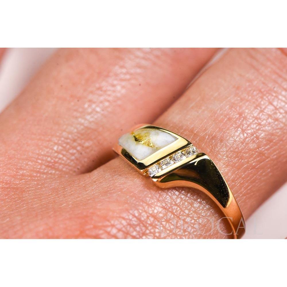 Gold Quartz Ladies Ring with Diamonds - RL1058DQ-Destination Gold Detectors