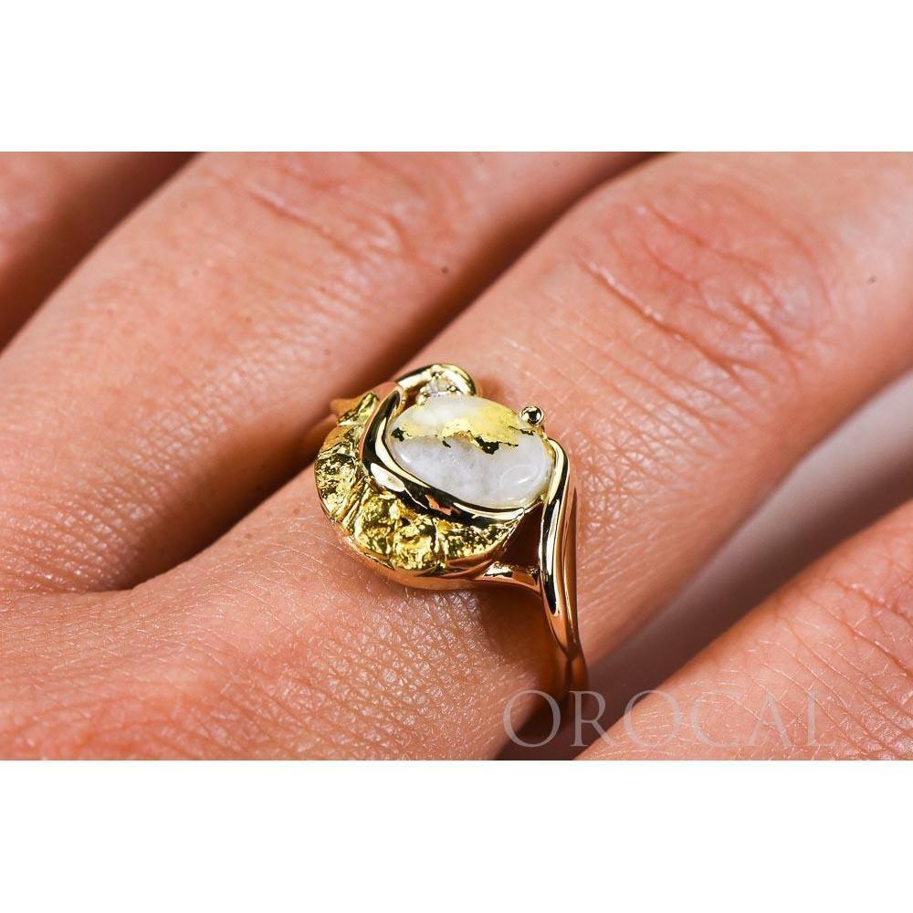 Gold Quartz Ladies Ring with Diamonds - RL1137DNQ-Destination Gold Detectors