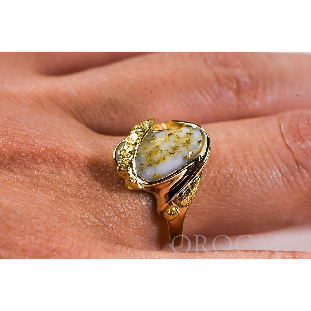 Gold Quartz Ladies Ring with Diamonds - RL549OLQ-Destination Gold Detectors