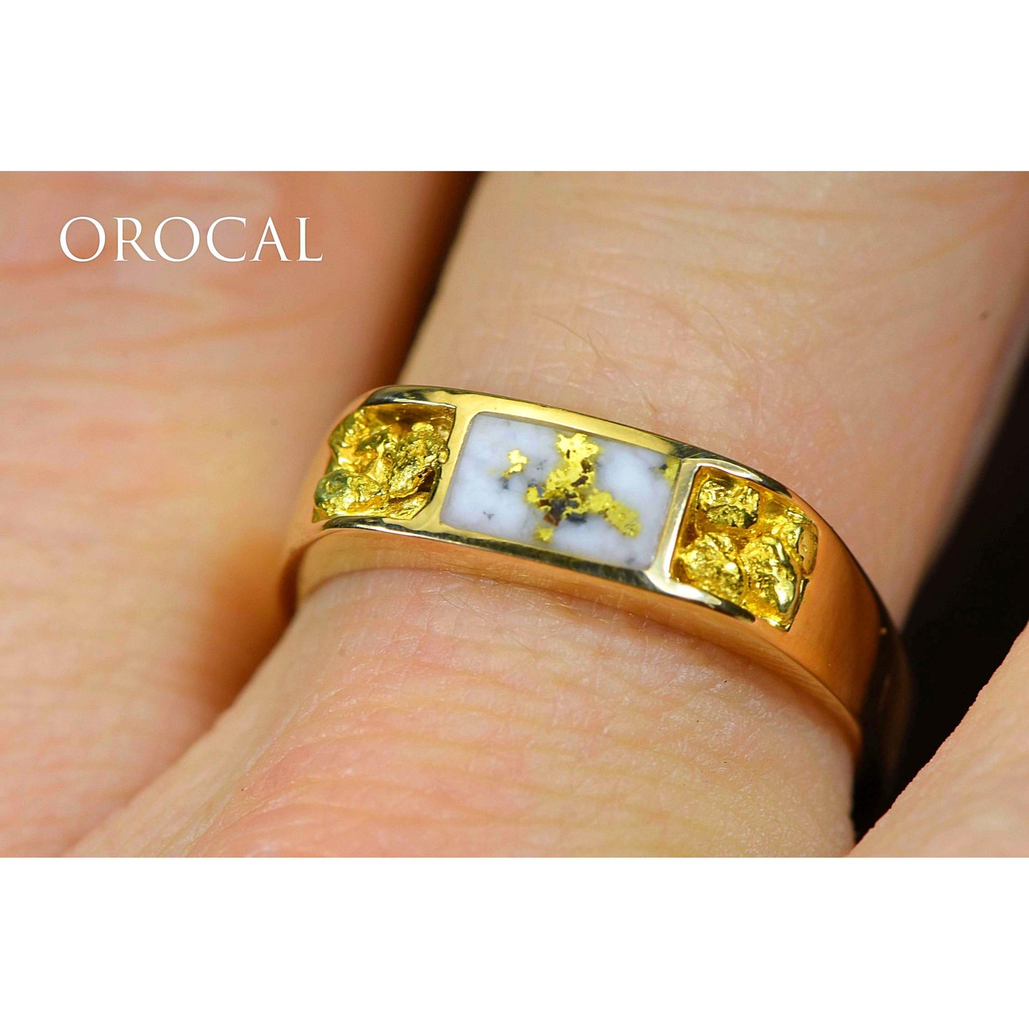 Gold Quartz Mens Ring - RM656NQ-Destination Gold Detectors