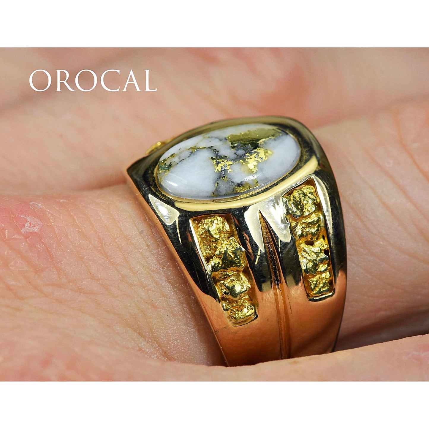Gold Quartz Mens Ring -RMDL77Q-Destination Gold Detectors