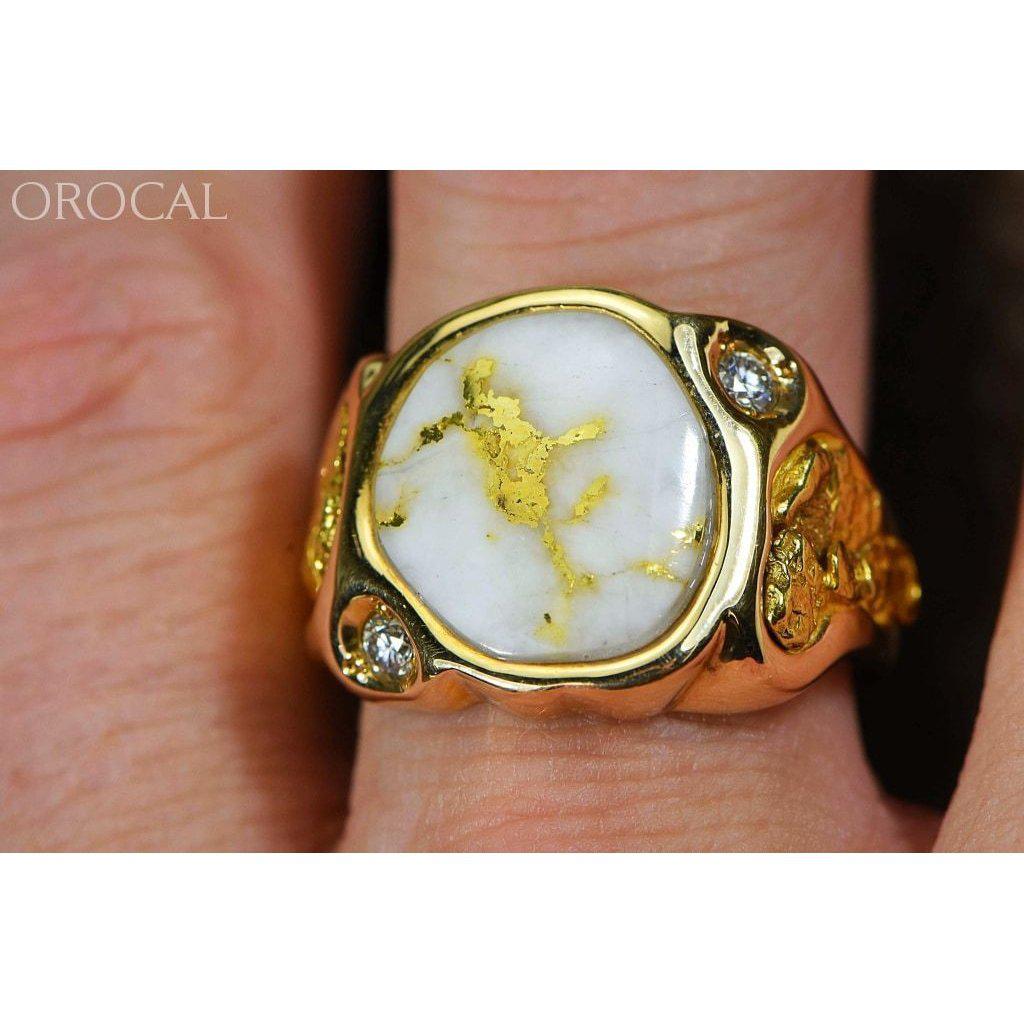 Gold Quartz Mens Ring with Diamonds - RM518D20Q-Destination Gold Detectors