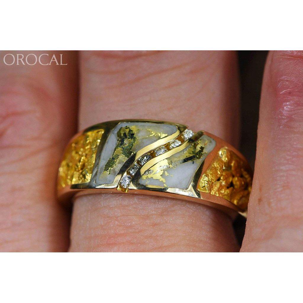 Gold Quartz Mens Ring with Diamonds - RM731D14NQ-Destination Gold Detectors