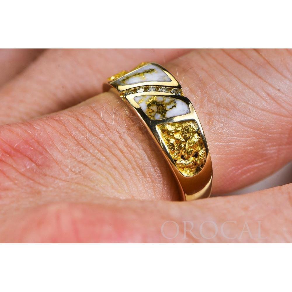 Gold Quartz Mens Ring with Diamonds - RM731SD10NQ-Destination Gold Detectors