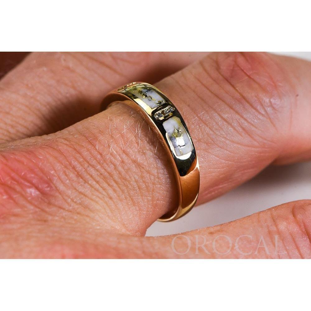 Gold Quartz Mens Ring with Diamonds - RM733D8Q Genuine Hand Crafted Jewelry - 14K Gold Casting-Destination Gold Detectors
