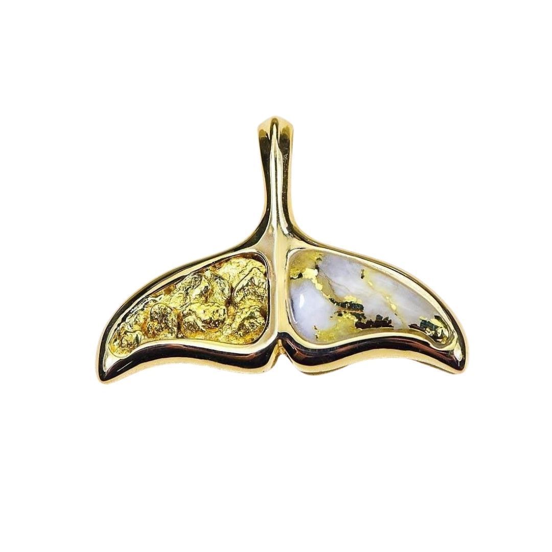 Gold Quartz Pendant Whales Tail - PAJWT302NQ-Destination Gold Detectors