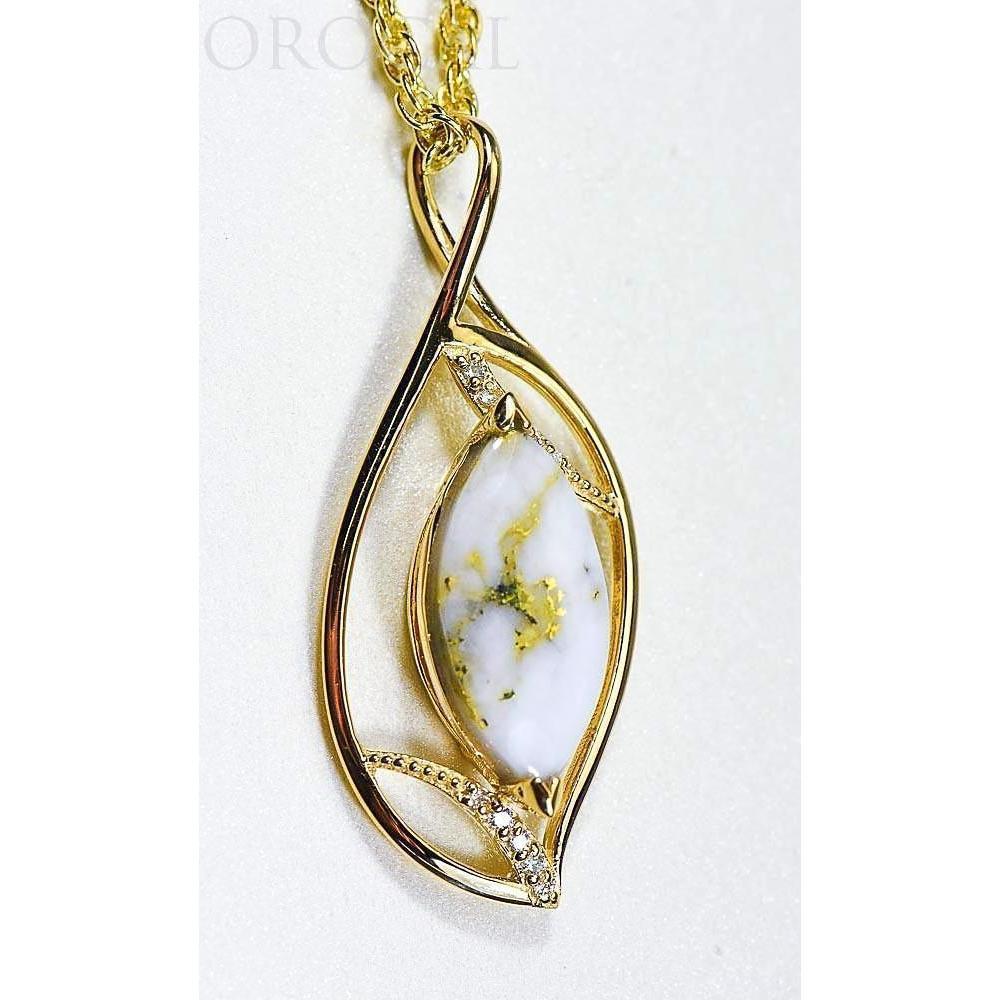 Gold Quartz Pendant with Daimonds - PN1127DQ-Destination Gold Detectors