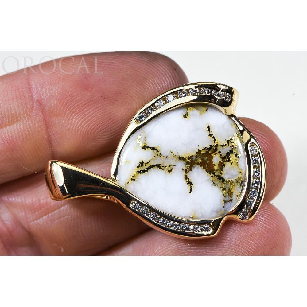 Gold Quartz Pendant with Diamonds - PDL105D50QX-Destination Gold Detectors