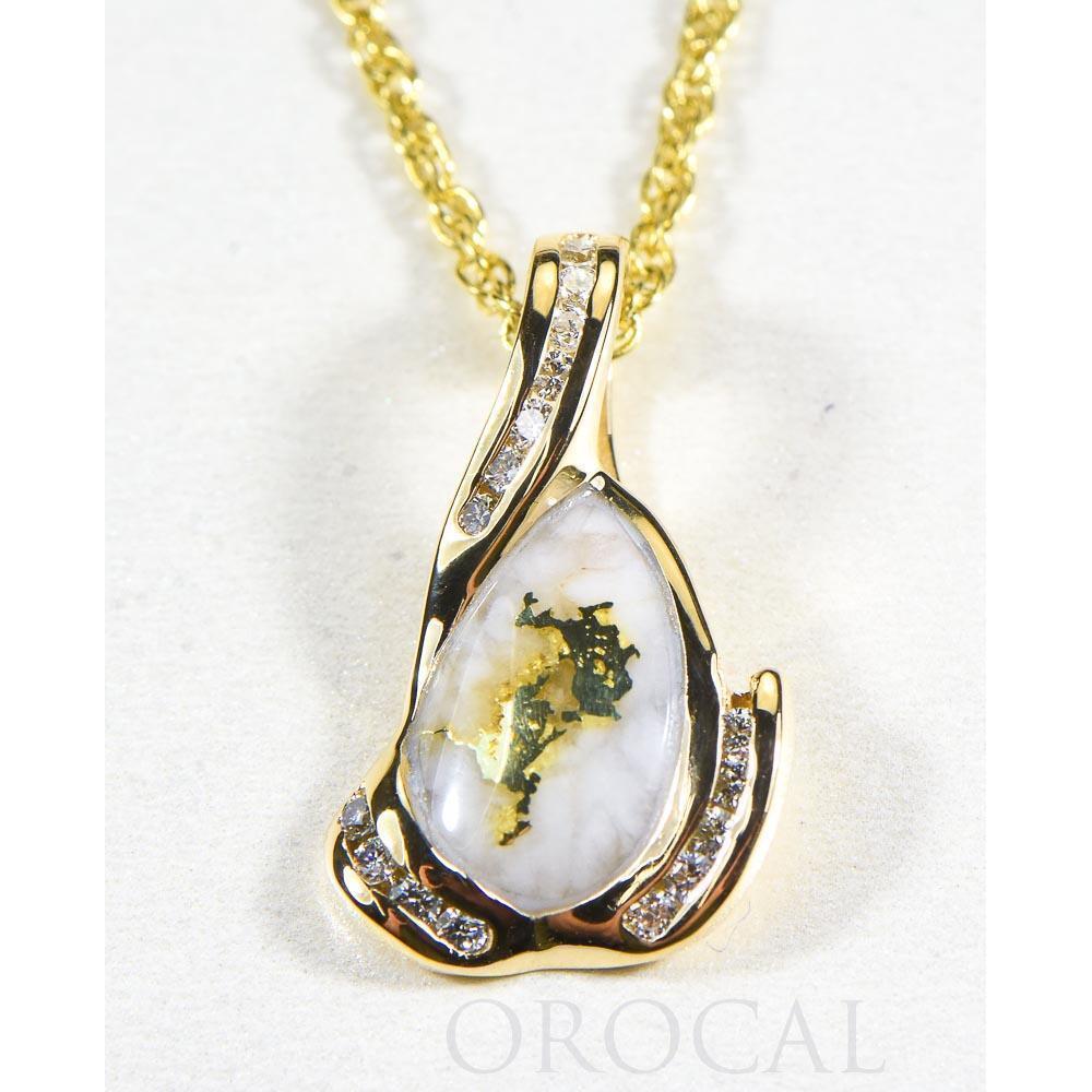 Gold Quartz Pendant with Diamonds - PDL106SD32Q-Destination Gold Detectors