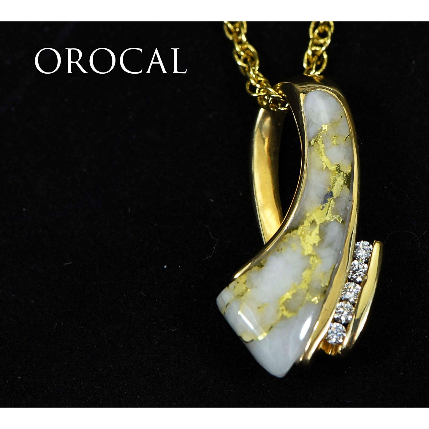 Gold Quartz Pendant with Diamonds - PDL49D10QX-Destination Gold Detectors