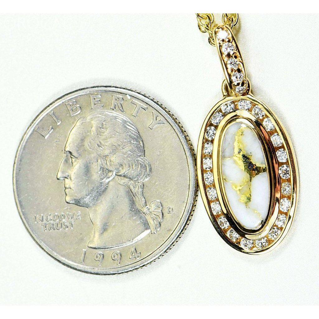 Gold Quartz Pendant with Diamonds - PN1049DQX-Destination Gold Detectors