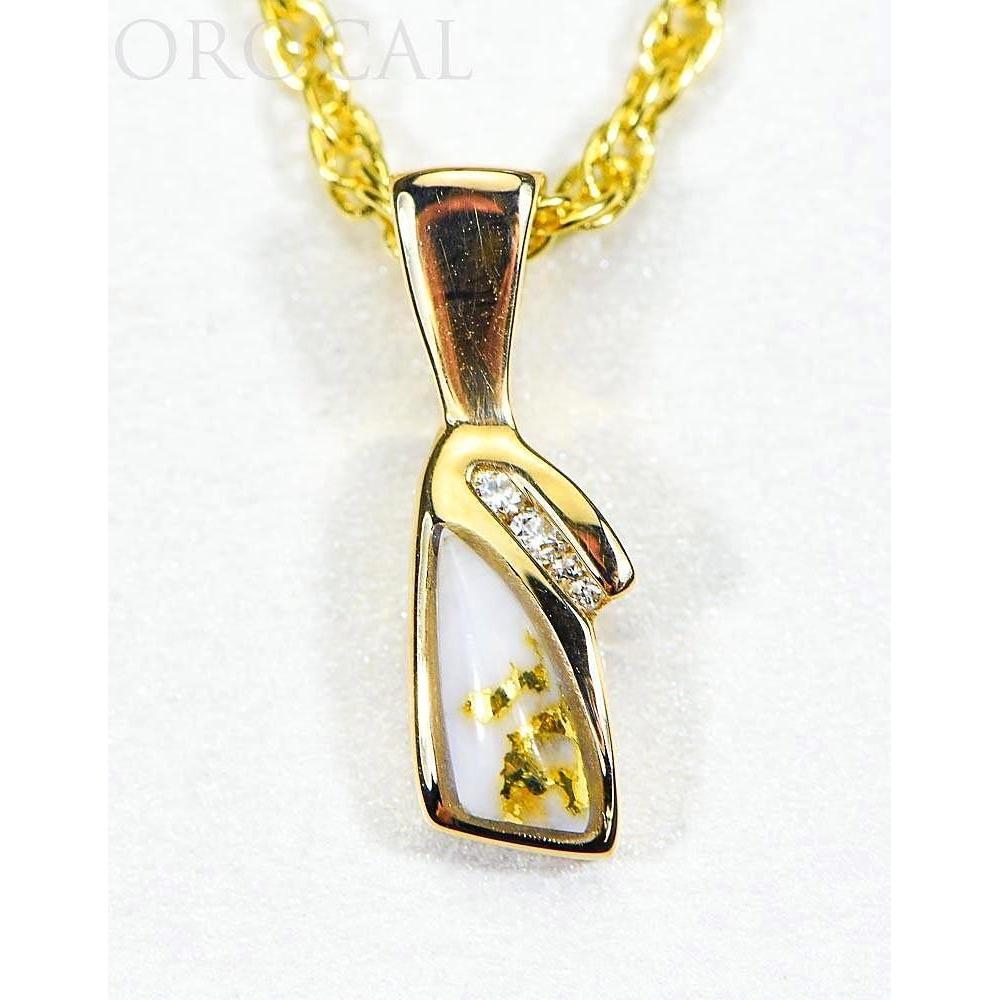 Gold Quartz Pendant with Diamonds - PN1072DQ-Destination Gold Detectors