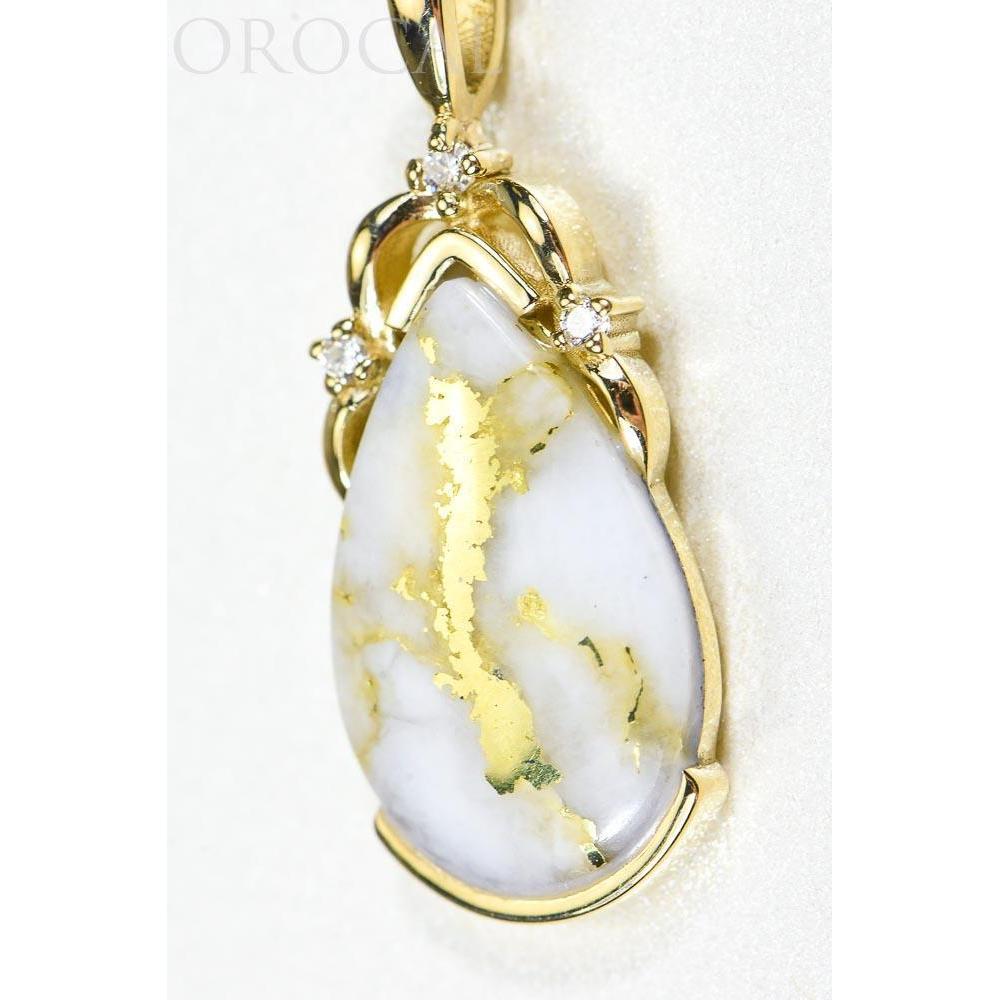 Gold Quartz Pendant with Diamonds - PN1132DQ-Destination Gold Detectors