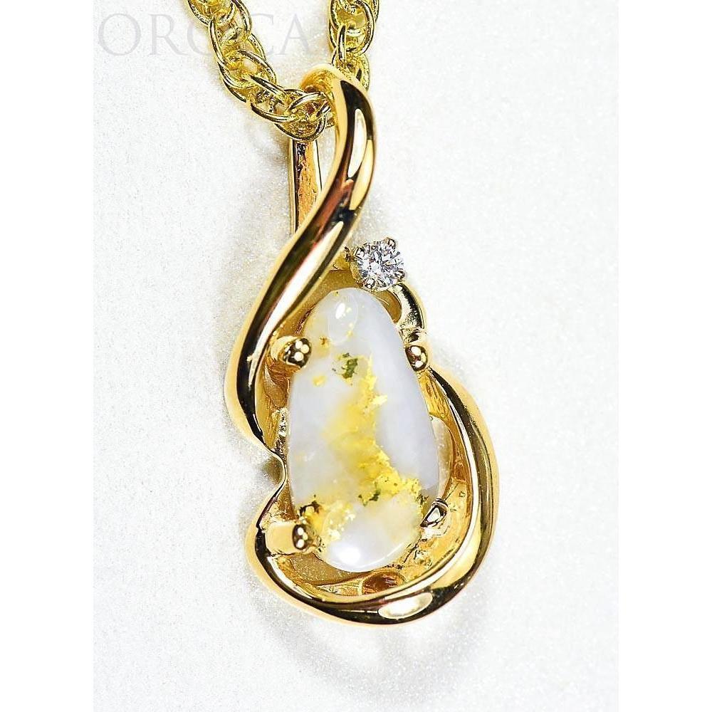 Gold Quartz Pendant with Diamonds - PN784SDQX-Destination Gold Detectors