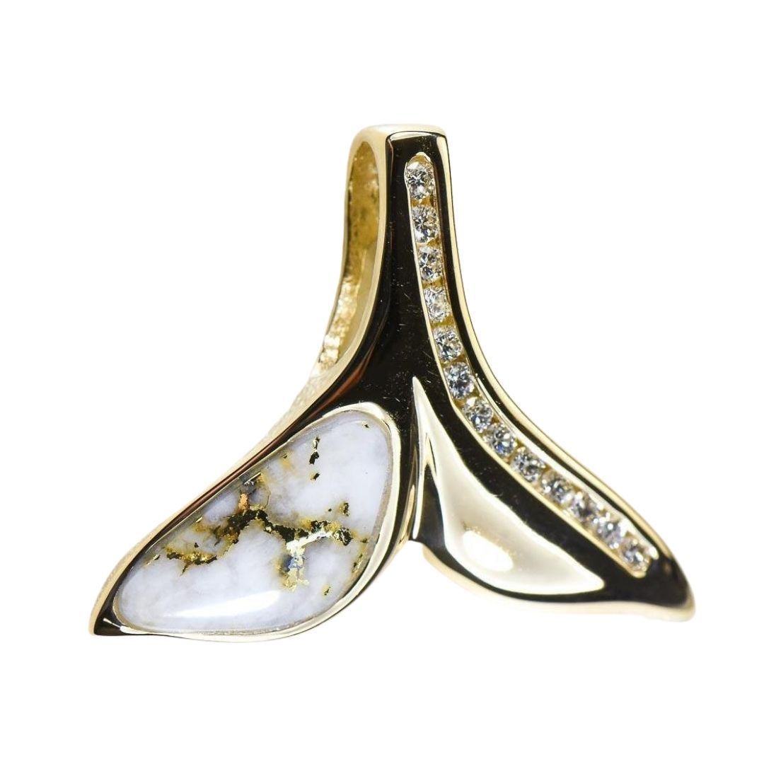 Gold Quartz Whales Tail Pendant - PDLWT17HDQ-Destination Gold Detectors