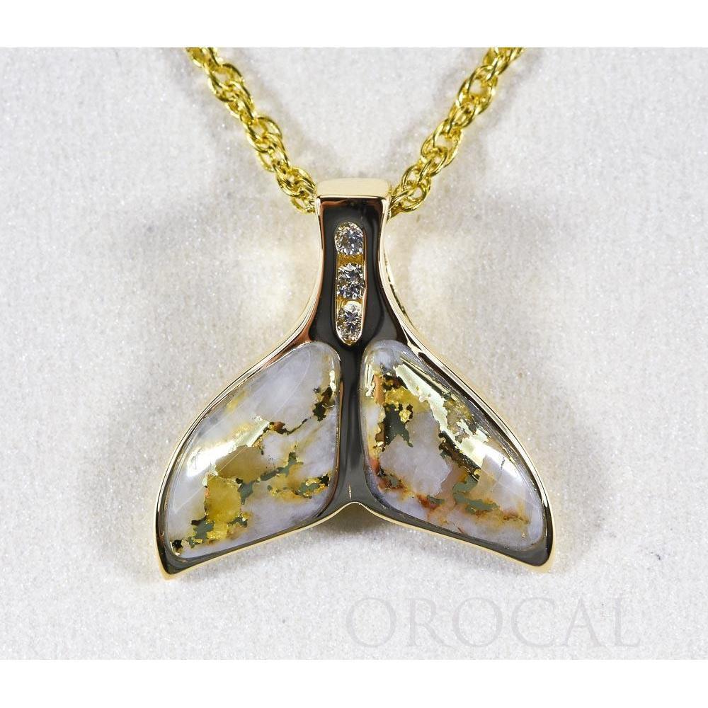 Gold Quartz Whales Tail Pendant with Diamonds - PDLWT16SHDQ-Destination Gold Detectors