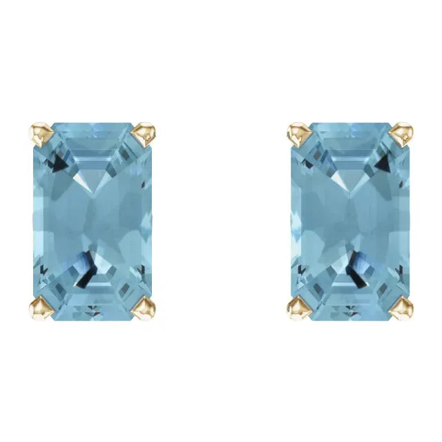 14K Gold Natural Aquamarine Earrings