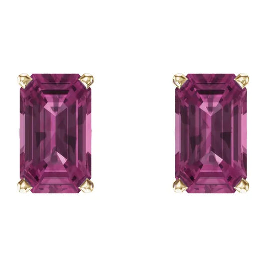 14K Gold Natural Pink Tourmaline Earrings