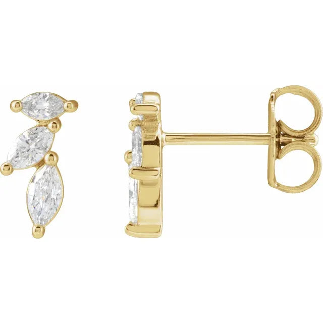 14K Gold Natural Diamond Nature-Inspired Earrings