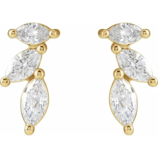 14K Gold Natural Diamond Nature-Inspired Earrings