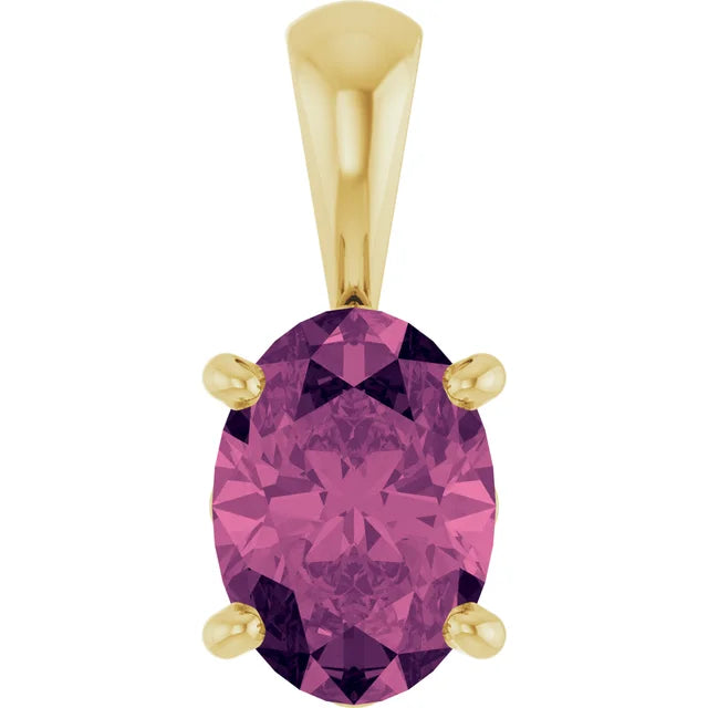 14K Gold Natural Pink Tourmaline Pendant